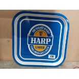 Harp Lager tin plate drinks' tray. { 24 cm H x 34 cm W}.