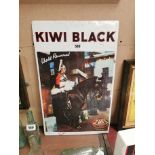 Kiwi Black Shoe Polish alloy advertising sign. {62 cm H x 38 cm W}.