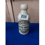 West Cork Bottling Compnay Ltd Bandon stoneware Ginger beer bottle. { 17 cm H x 7 cm Dia}.