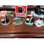 Four Guinness advertising figures - Ostrich, Turtle and two Toucans {Largest 10 cm H x 10 cm W}.