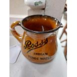 Ross's Ginger Ale Belfast ceramic water jug. {8 cm H x 10 cm W x 12 cm D}.