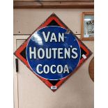 Van Houten's Cocoa enamel advertising sign. { 63 cm H x 63 cm W}.