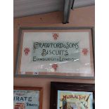 Crawford's Biscuits Edinburgh & London framed advertising show card {51 cm H x 76 cm W}.