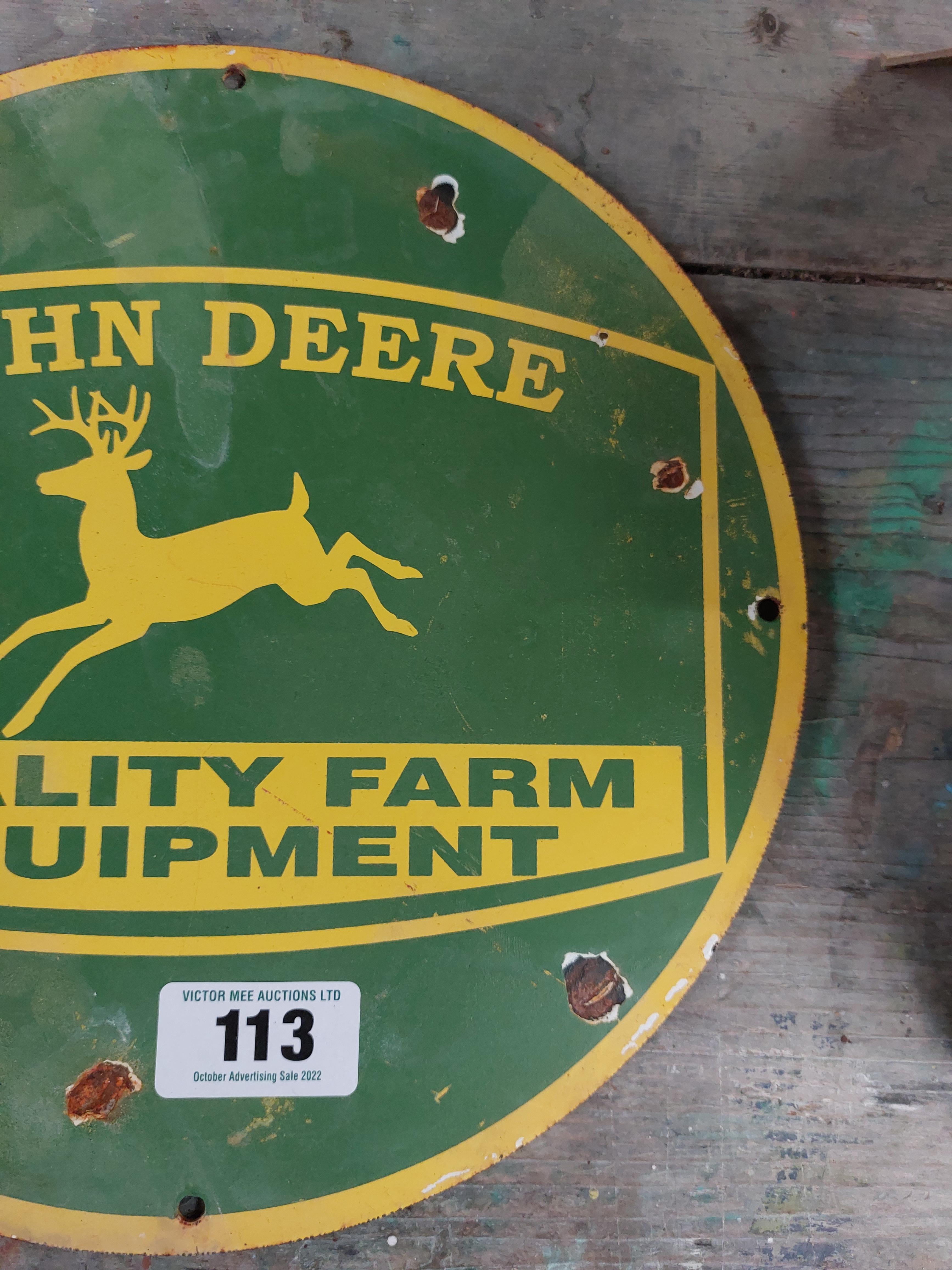 John Deere Quality Farm Equipment enamel advertising sign. {30 cm H } - Bild 3 aus 3