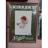 Kirker's Table Water framed advertising showcard { 43cm H X 30cm W }.