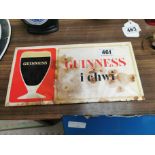 Rare Guinness celluloid advertising show card {16 cm H x 31 cm W}.