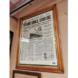 The Boston Daily Globe with headlines Titanic Sinks 1500 Die framed advertising print. {69 cm H x 52