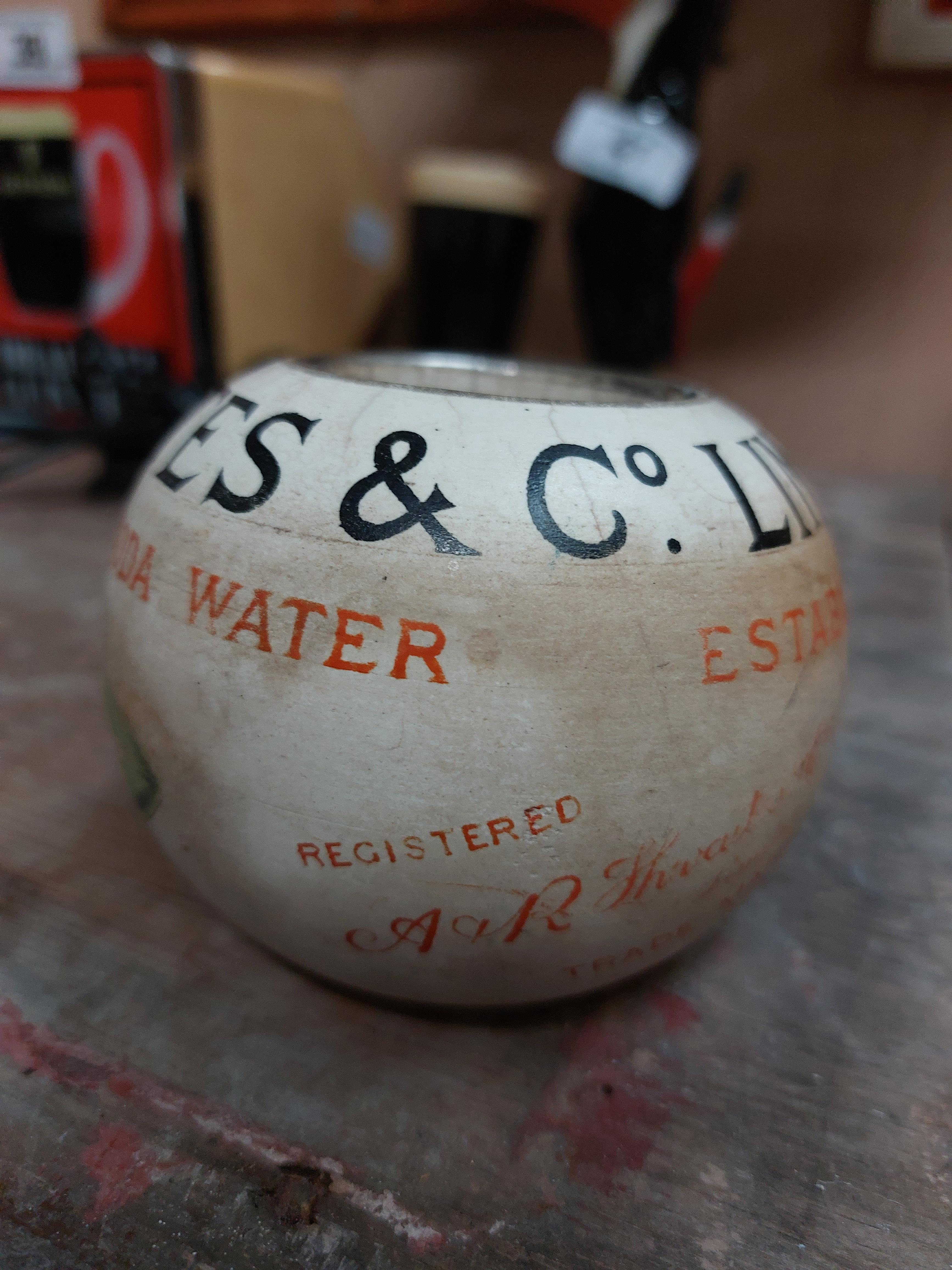 Early 20th C. Thwaites Soda Dublin Stoneware match holder.. { 7 cm H x 9 Dia}. - Image 2 of 6