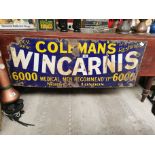 Coleman's Wincarnis Medical Men Recommended It enamel advertising sign. {46 cm H x 123 cm W}.