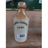 Thomas Jennings Cork stoneware Ginger beer bottle. {17 cm H x 7 cm Dia}.