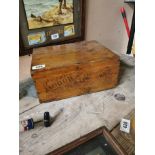 Wooden Confectionary Box - Amidon De Riz Waterson. {16 cm H x 35 cm W x 27 cm D}.