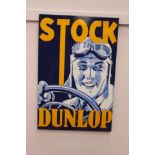 Stock Dunlop enamel advertising sign { 60cm H X 40cm W }.