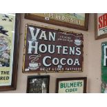 Van Houten's Cocoa Best and Goes Far enamel advertising sign {53 cm H x 75 cm W}