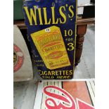 Wills's Gold Flake Cigarettes enamel advertising sign. {93 cm H x 44 cm W} and Sternol Oil enamel