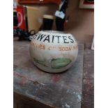 Early 20th C. Thwaites Soda Dublin Stoneware match holder.. { 7 cm H x 9 Dia}.