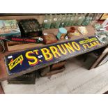 Smoke St Bruno The Standard Flake enamel advertising sign. { 25 cm H x 146 cm W }.