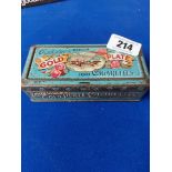 Gallagher's Gold Flake Cigarettes advertising tin. {4 cm H c 17 cm W x 8 cm D}