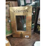 Schweppes Brass menu holder. {39 cm H x 26 cm W}.