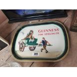 Guinness For Strength pictorial tin plate advertising tray {31 cm H x 40 cm W}.