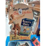 Scott's Oats cardboard advertising sign. {44 cm H x 30 cm W}.