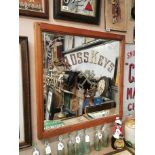 Framed Crosskeys Bar Mirror. {90 cm H x 92 cm W}.