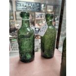 Two 19th C. green glass blob top bottles - WH O'Sullivan and Sons Kilmallock and The Clonakilty Wine
