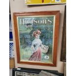 Hudson's Soap framed showcard. { 50 cm H x 46 cm W}.