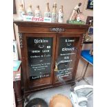 Mahogany glazed display cabinet on Queen Anne legs- Dickens and Jones Irish Lace and Gloves Regent