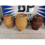 Three 19th C. stoneware dispensers - Etherium Drinking water and two others - Tallest { 38 cm H x 25