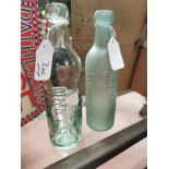 Two 19th C. glass blob top bottles -Richard Kirwan Thurles and Hovenden and Orr Ltd Dublin . {22