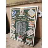 Each Day and Every Day Smoke Player's framed 1924 calendar. { 25 cmH X 20 cmW }.