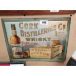 Cork Distilleries Co Ltd Whiskey Pure Pot Still tin plate advertising sign {33 cm H x 42 cm W}