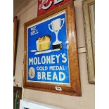 We Sell Moloney's Gold Medal Bread framed advertising print. { 63 cm H x 53 cm W}.