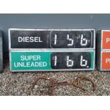 Garage Forecourt advertising sign Diesel/Unleaded light up boz. {79 cm H x 162 cm W x 15 cm D}