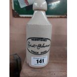 Cantrell and Cochrane stoneware Ginger beer bottle. {17 cm H x 7 cm Dia}