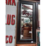Fry's Chocolate Makers to T M King and Queen framed advertising mirror. {92 cm H x 37 cm W}.