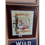 Musical Toy Crackers framed advertising print. {46 cm H x 41 cm W}.