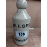 John H Clinton Newbridge stoneware Ginger beer bottle. {19 cm H x 7 cm Dia}.