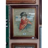 Wills's Woodbine Cigarettes framed showcard. { 59 cm H x 49 cm W}.
