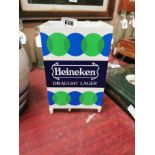 Heineken Draught Lager counter light. {26 cm H x 16 cm W x 12 cm D}.