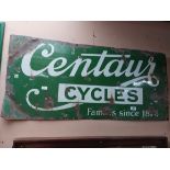 Centaur Cycles Famous since 1826 enamel advertising sign. {59 cm H x 126 cm W}.