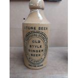 M P O'Brien Edenderry stoneware Ginger beer bottle. {17 cm H x 7 cm Dia}.