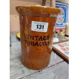 Ogden's vintage lidded tobacco jar. {20 cm H x 15 cm Dia}.