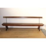 19th. C. oak and cast iron railway bench { 85cm H X 253cm W X 34cm D }.