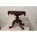 19th. C. burr walnut veneered sewing table the lift up lid enclosing a fitted interior raised on
