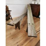 Pair of early 20th. C. pine benches { 47cm H X 272cm W X 23cm D }.