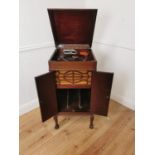 1940's mahogany cabinet gramophone { 102cm H X 57cm Sq }