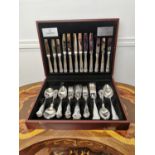 Viners eight place cutlery set in presentation box { missing 2 dinner knives and 2 tea knives }.