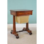 William IV mahogany ladies work table the single drawer in the frieze above a sliding work basket