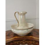 Gilded ceramic jug and basin set { 38cm H X 38cm Dia }.